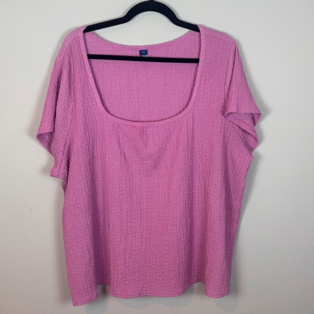 Old Navy Womens Pink Crinkle scoop neck Short Sleeve Tee sz 4X Stretch Comfort